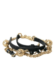 Dolce & Gabbana Black Suede Gold Chain Crystal Waist Belt -   -  Dolce & Gabbana.