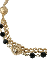 Dolce & Gabbana Black Suede Gold Chain Crystal Waist Belt -   -  Dolce & Gabbana.