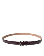 Dolce & Gabbana Maroon Leather Silver Metal Buckle Belt -   -  Dolce & Gabbana.
