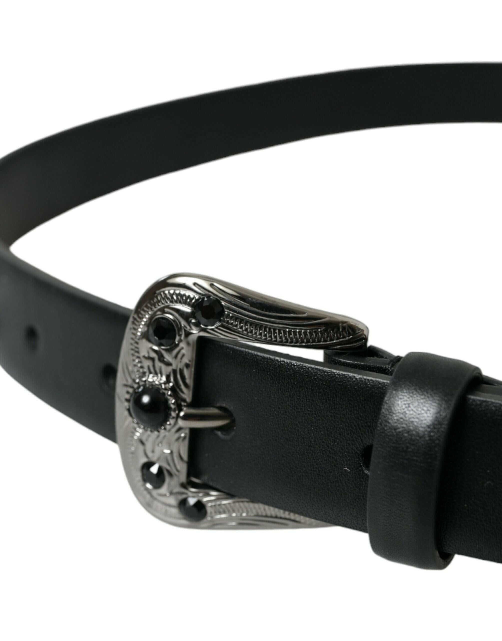 Dolce & Gabbana Black Embellished Leather Engraved Buckle Belt -   -  Dolce & Gabbana. Dolce & Gabbana Black Embellished Leather Engraved Buckle Belt -   -  Dolce & Gabbana.