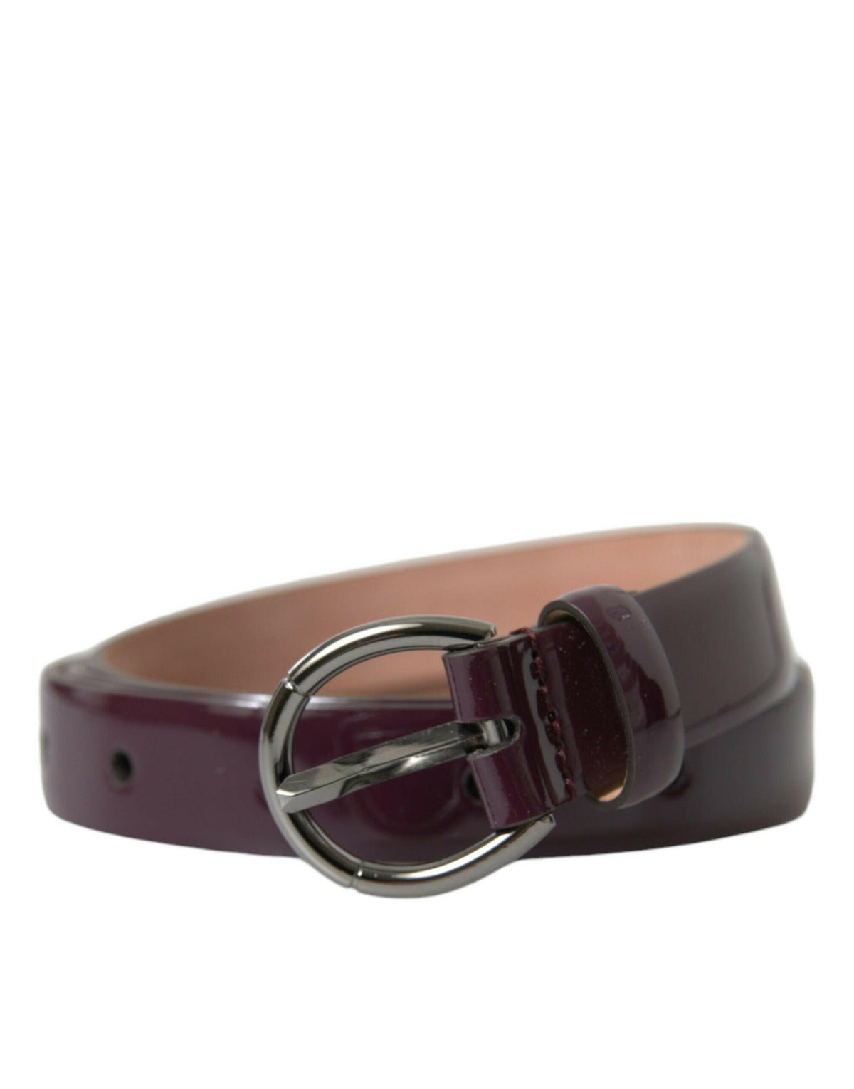 Dolce & Gabbana Maroon Leather Silver Metal Buckle Belt -   -  Dolce & Gabbana.