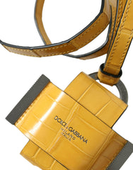 Dolce & Gabbana Yellow Crocodile Leather Logo Print Lanyard Keychain -   -  Dolce & Gabbana.
