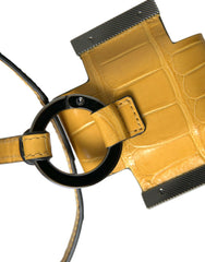 Dolce & Gabbana Yellow Crocodile Leather Logo Print Lanyard Keychain -   -  Dolce & Gabbana.