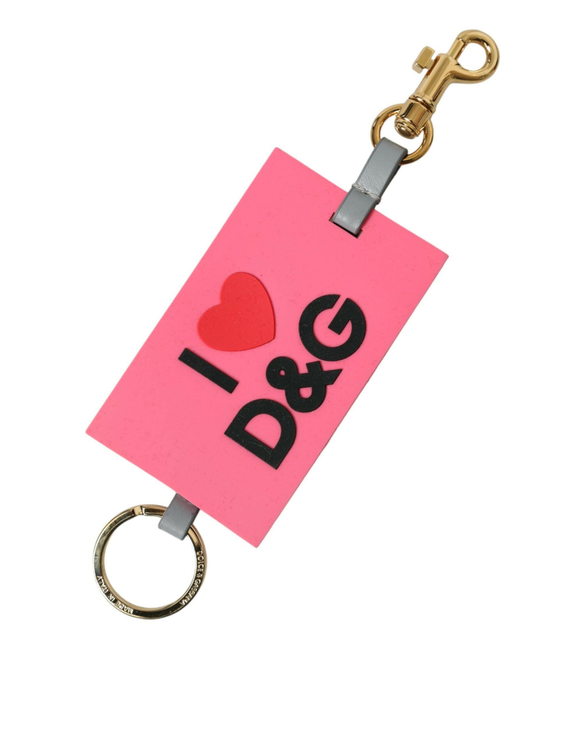 Dolce & Gabbana Pink Silicone DG Logo Gold Brass Keychain -   -  Dolce & Gabbana.