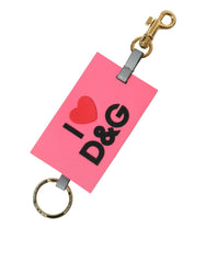 Dolce & Gabbana Pink Silicone DG Logo Gold Brass Keychain -   -  Dolce & Gabbana.