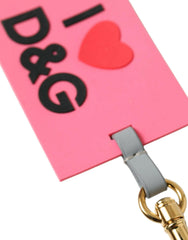 Dolce & Gabbana Pink Silicone DG Logo Gold Brass Keychain -   -  Dolce & Gabbana.