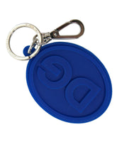 Dolce & Gabbana Blue Rubber DG Logo Silver Brass Metal Keyring Keychain -   -  Dolce & Gabbana.