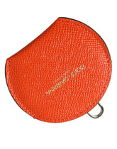 Dolce & Gabbana Orange Calfskin Leather Round Logo Hand Mirror Holder -   -  Dolce & Gabbana.