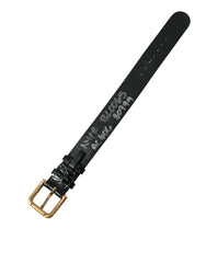 Dolce & Gabbana Black Textured Leather Gold Tone Metal Buckle Armband -   -  Dolce & Gabbana.