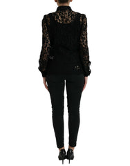 Dolce & Gabbana Black Floral Lace Long Sleeves Blouse Top -   -  Dolce & Gabbana.