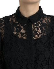 Dolce & Gabbana Black Floral Lace Long Sleeves Blouse Top -   -  Dolce & Gabbana.