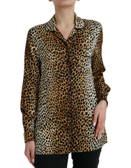 Dolce & Gabbana Brown Leopard Print Long Sleeves Blouse Top -   -  Dolce & Gabbana.