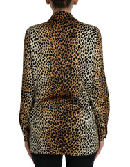 Dolce & Gabbana Brown Leopard Print Long Sleeves Blouse Top -   -  Dolce & Gabbana.