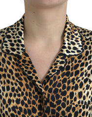 Dolce & Gabbana Brown Leopard Print Long Sleeves Blouse Top -   -  Dolce & Gabbana.