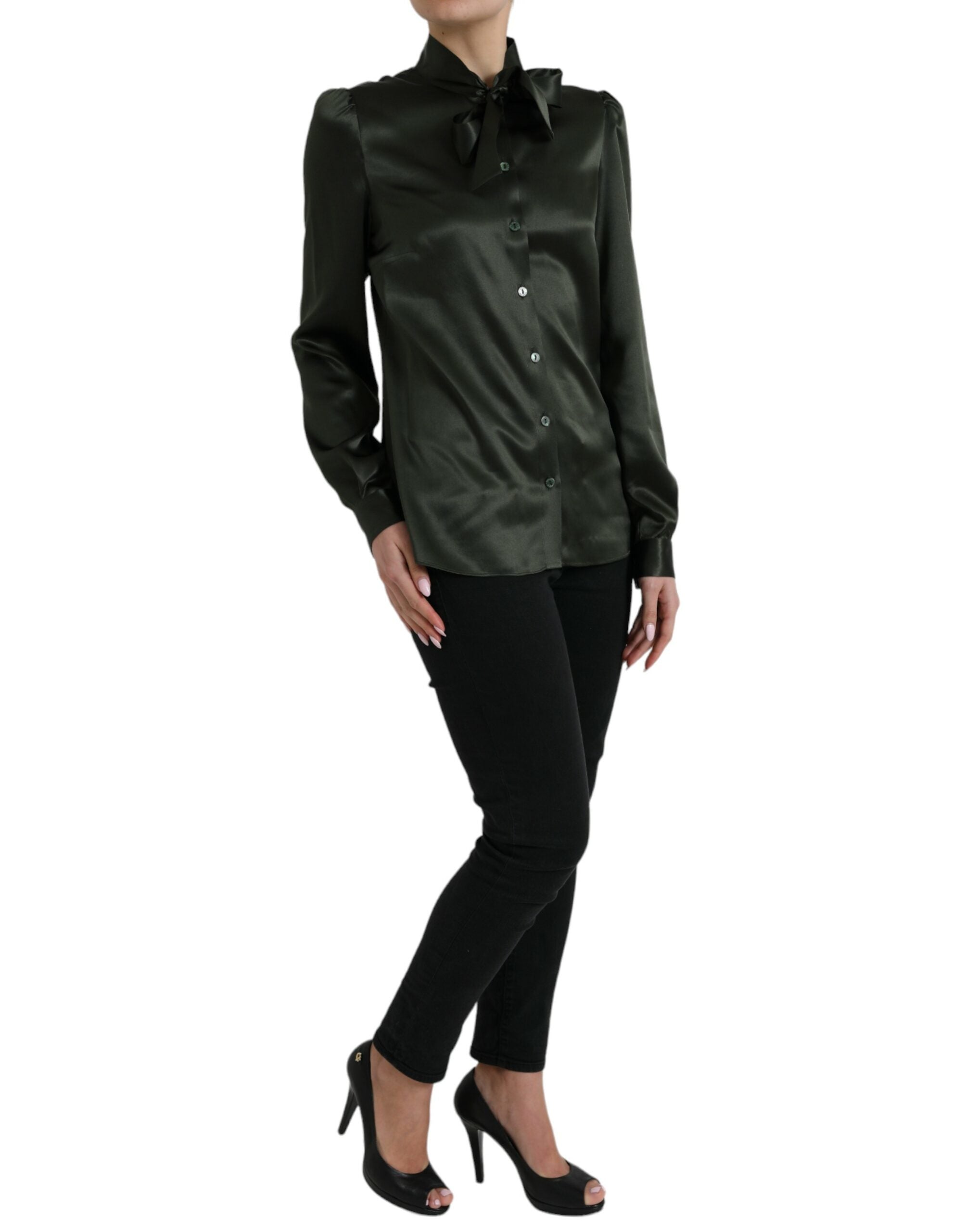 Dolce & Gabbana Gray Long Sleeves Ascot Collar Blouse Top -   -  Dolce & Gabbana. Dolce & Gabbana Gray Long Sleeves Ascot Collar Blouse Top -   -  Dolce & Gabbana.