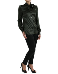 Dolce & Gabbana Gray Long Sleeves Ascot Collar Blouse Top -   -  Dolce & Gabbana.