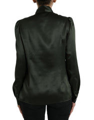 Dolce & Gabbana Gray Long Sleeves Ascot Collar Blouse Top -   -  Dolce & Gabbana.