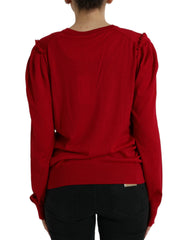 Dolce & Gabbana Red Wool V-neck Buttoned Cardigan Sweater -   -  Dolce & Gabbana.