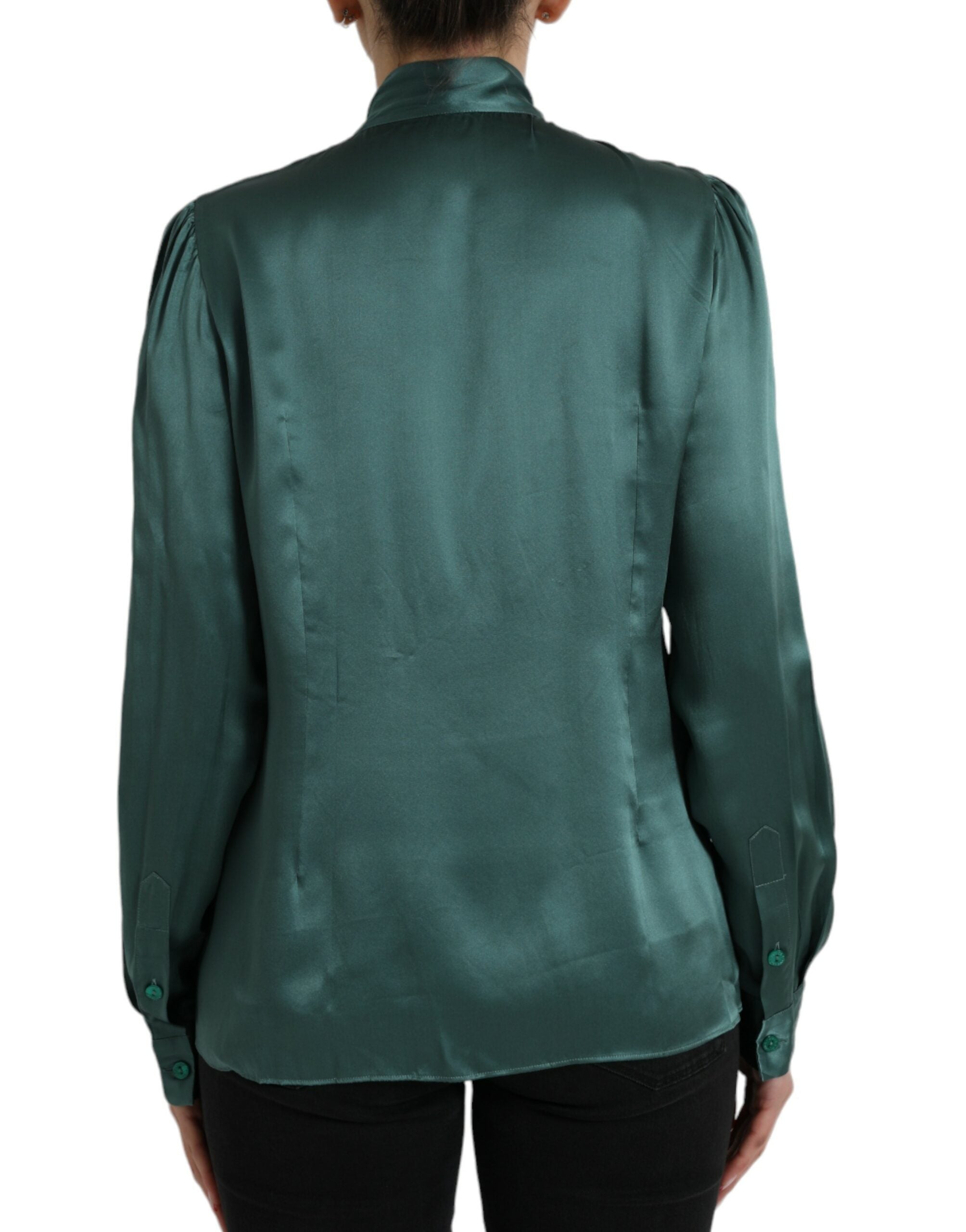 Dolce & Gabbana Dark Green Silk Ascot Collar Blouse Top -   -  Dolce & Gabbana. Dolce & Gabbana Dark Green Silk Ascot Collar Blouse Top -   -  Dolce & Gabbana.