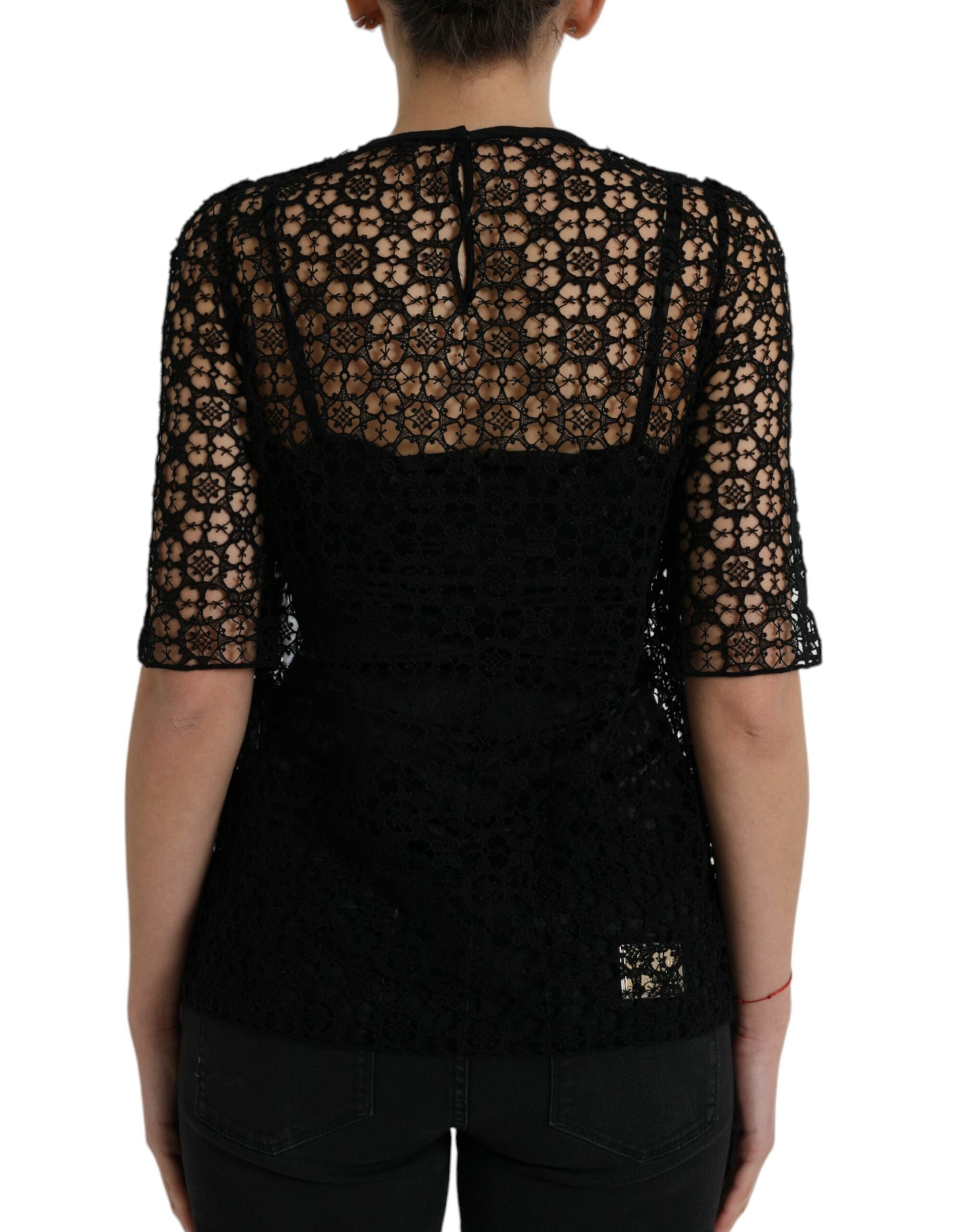 Dolce & Gabbana Black Floral Lace Short Sleeves Blouse Top -   -  Dolce & Gabbana. Dolce & Gabbana Black Floral Lace Short Sleeves Blouse Top -   -  Dolce & Gabbana.