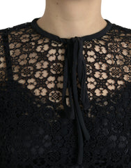 Dolce & Gabbana Black Floral Lace Short Sleeves Blouse Top -   -  Dolce & Gabbana.