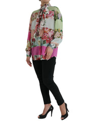 Dolce & Gabbana Multicolor Floral Patchwork Ascot Collar Top -   -  Dolce & Gabbana.
