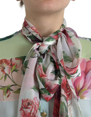 Dolce & Gabbana Multicolor Floral Patchwork Ascot Collar Top -   -  Dolce & Gabbana.