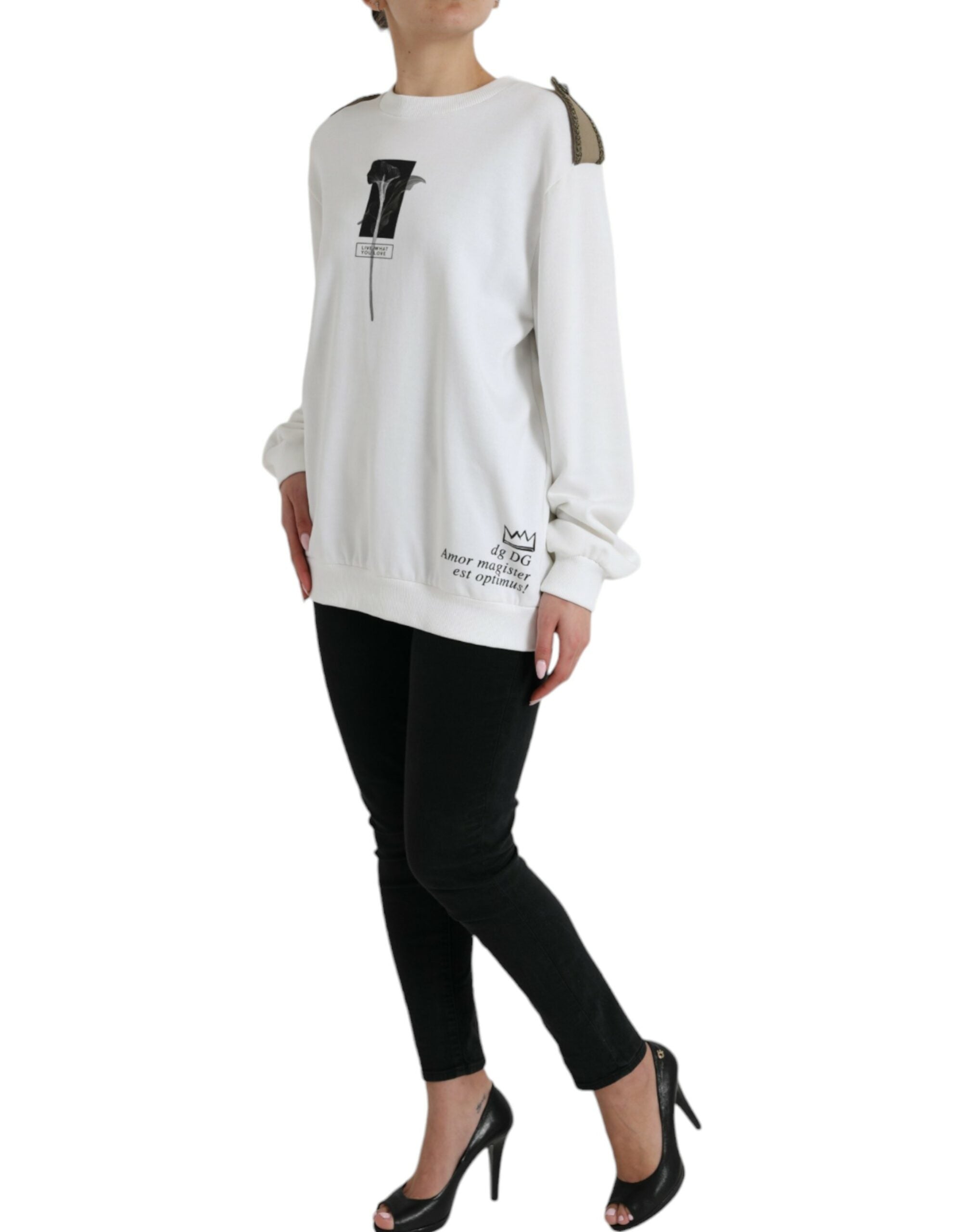 Dolce & Gabbana White Floral Cotton Crew Neck Pullover Sweater -   -  Dolce & Gabbana. Dolce & Gabbana White Floral Cotton Crew Neck Pullover Sweater -   -  Dolce & Gabbana.