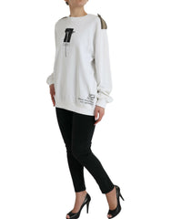 Dolce & Gabbana White Floral Cotton Crew Neck Pullover Sweater -   -  Dolce & Gabbana.