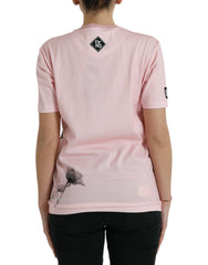 Dolce & Gabbana Pink Floral Print Cotton Short Sleeves T-shirt -   -  Dolce & Gabbana.