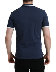 Dolce & Gabbana Blue Crown Patch Cotton Collared Men Polo T-shirt -   -  Dolce & Gabbana.