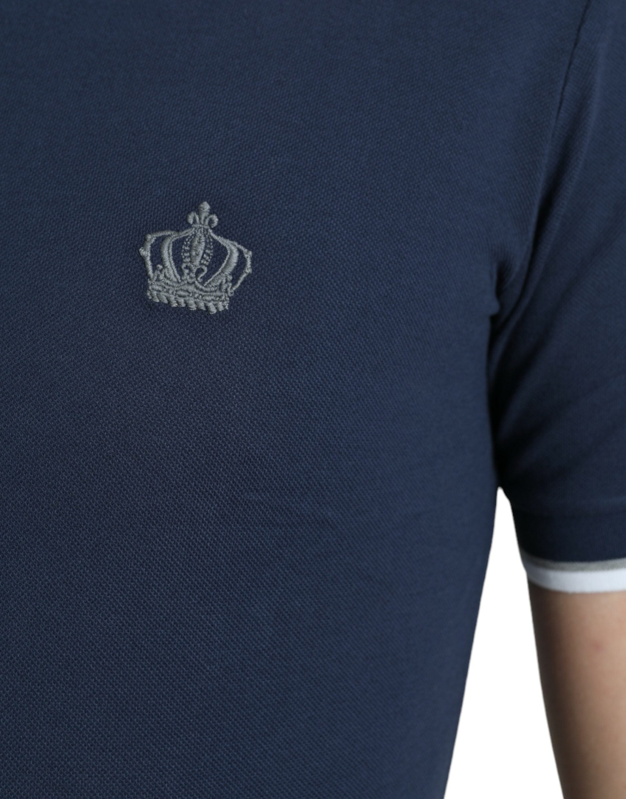 Dolce & Gabbana Blue Crown Patch Cotton Collared Men Polo T-shirt -   -  Dolce & Gabbana. Dolce & Gabbana Blue Crown Patch Cotton Collared Men Polo T-shirt -   -  Dolce & Gabbana.