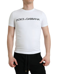 Dolce & Gabbana White Logo Print Cotton Crew Neck T-shirt -   -  Dolce & Gabbana.