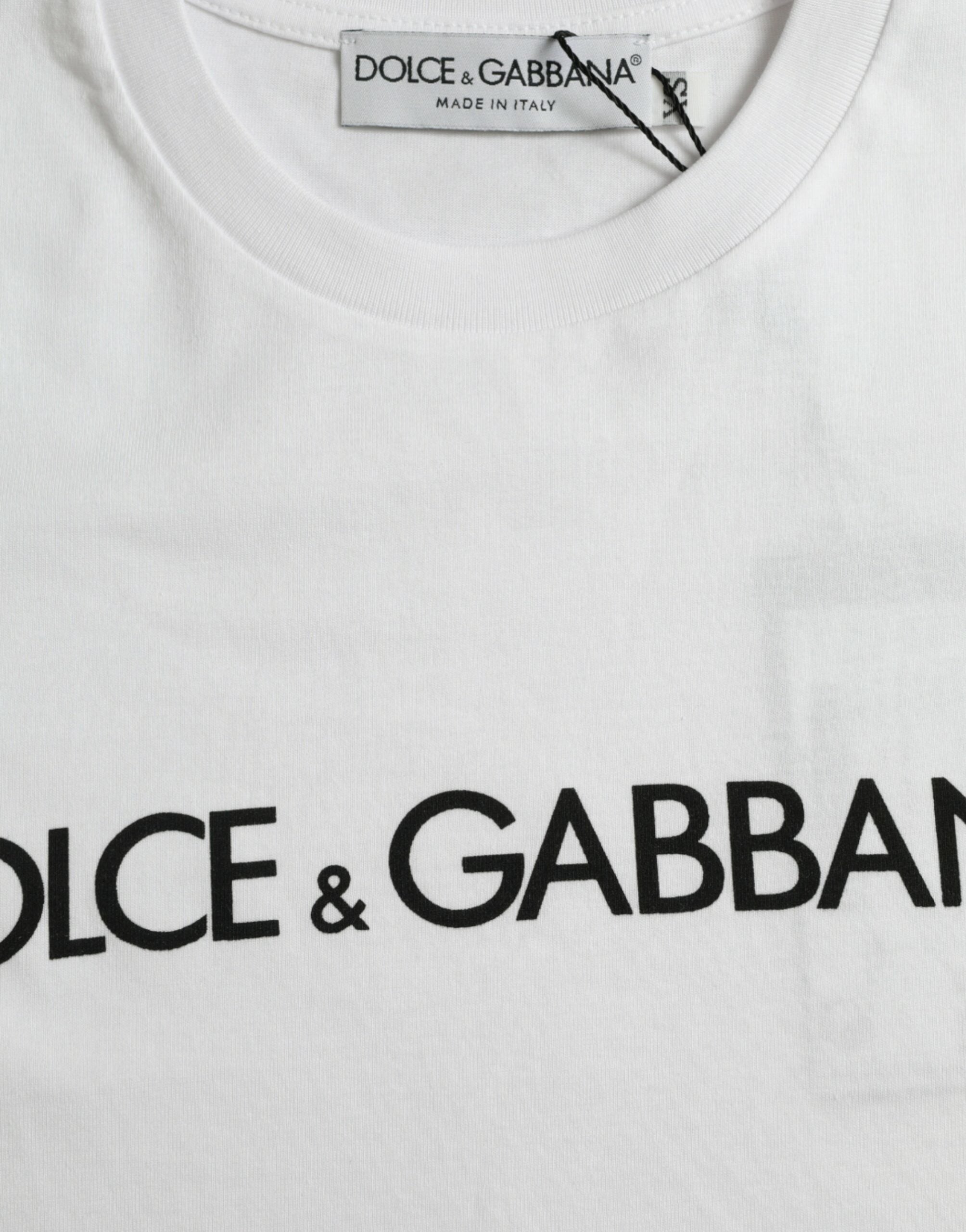 Dolce & Gabbana White Logo Print Cotton Crew Neck T-shirt -   -  Dolce & Gabbana. Dolce & Gabbana White Logo Print Cotton Crew Neck T-shirt -   -  Dolce & Gabbana.