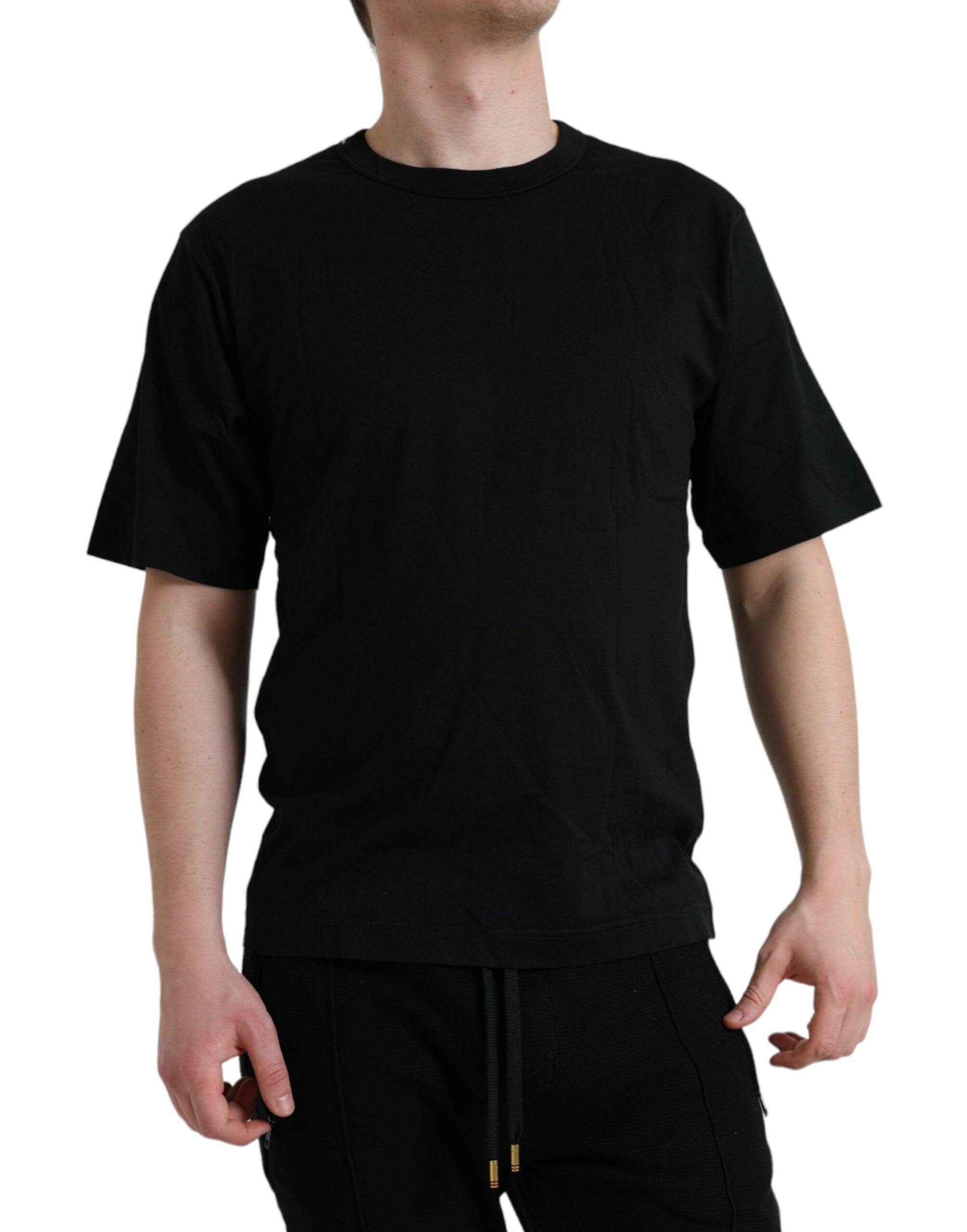 Dolce & Gabbana Black Logo Embossed Crew Neck Short Sleeves T-shirt -   -  Dolce & Gabbana.