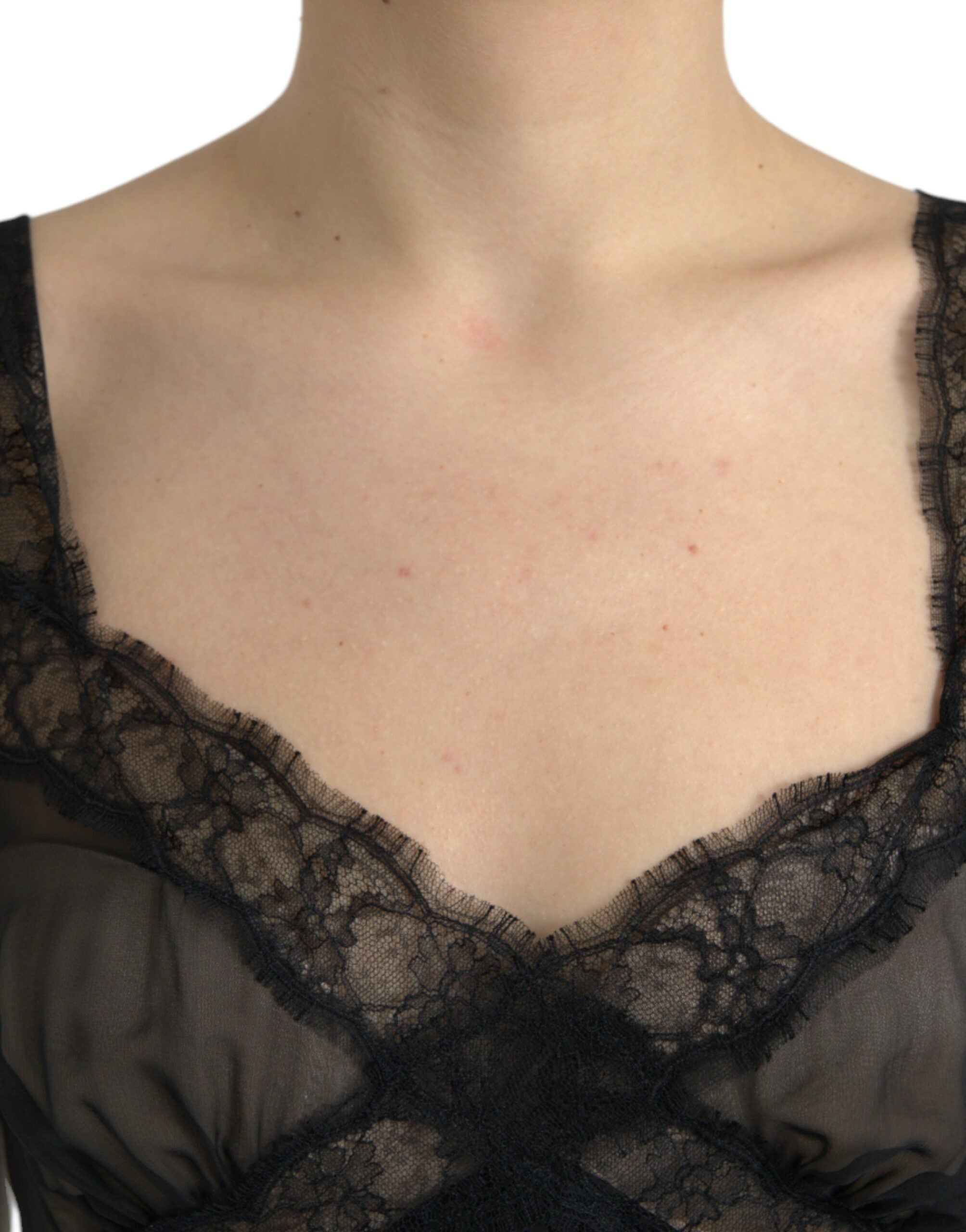 Dolce & Gabbana Black Silk Pleated Lace Chiffon Mini Dress -   -  Dolce & Gabbana. Dolce & Gabbana Black Silk Pleated Lace Chiffon Mini Dress -   -  Dolce & Gabbana.