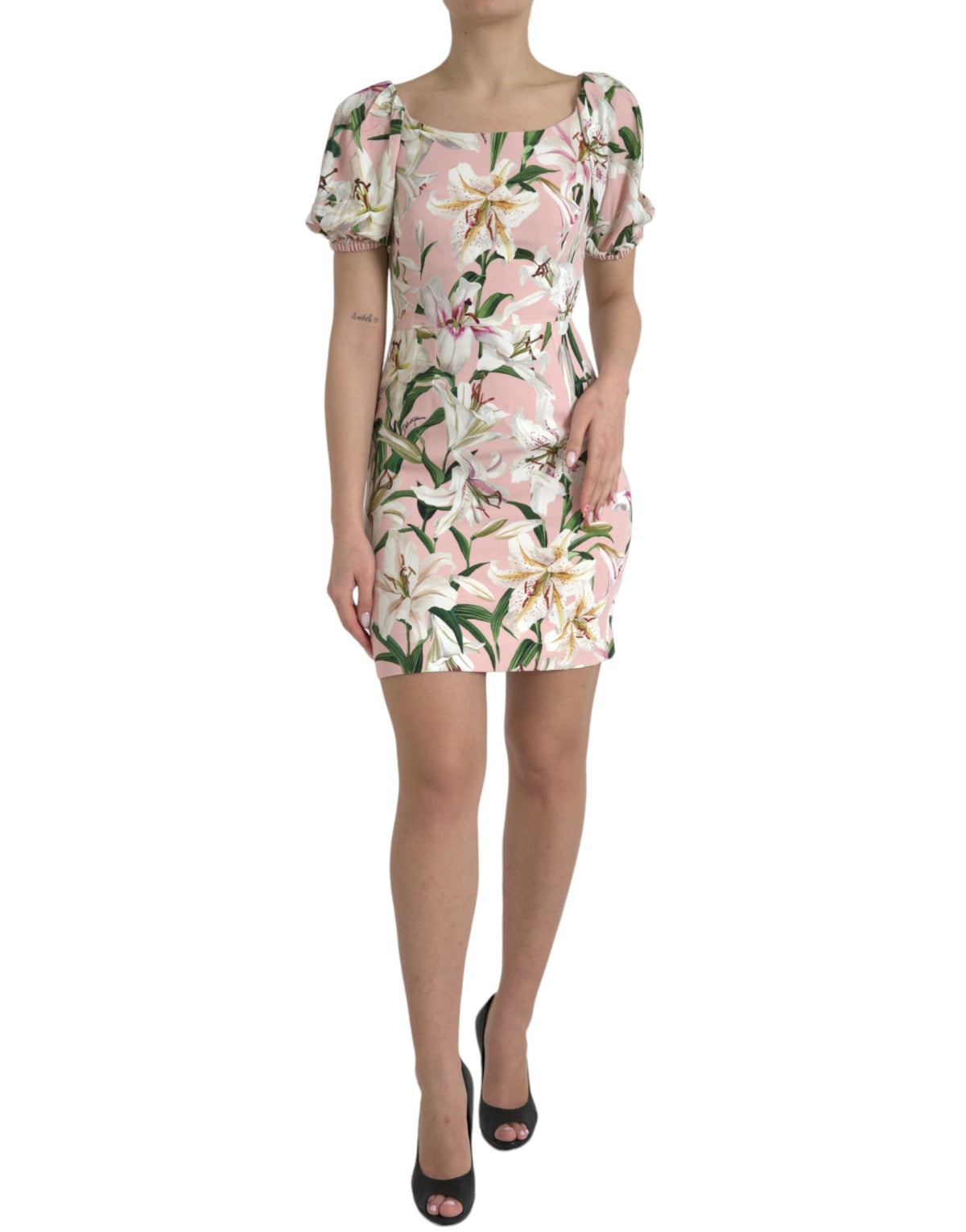 Dolce & Gabbana Pink Lily Viscose Sheath Stretch Mini Dress -   -  Dolce & Gabbana.