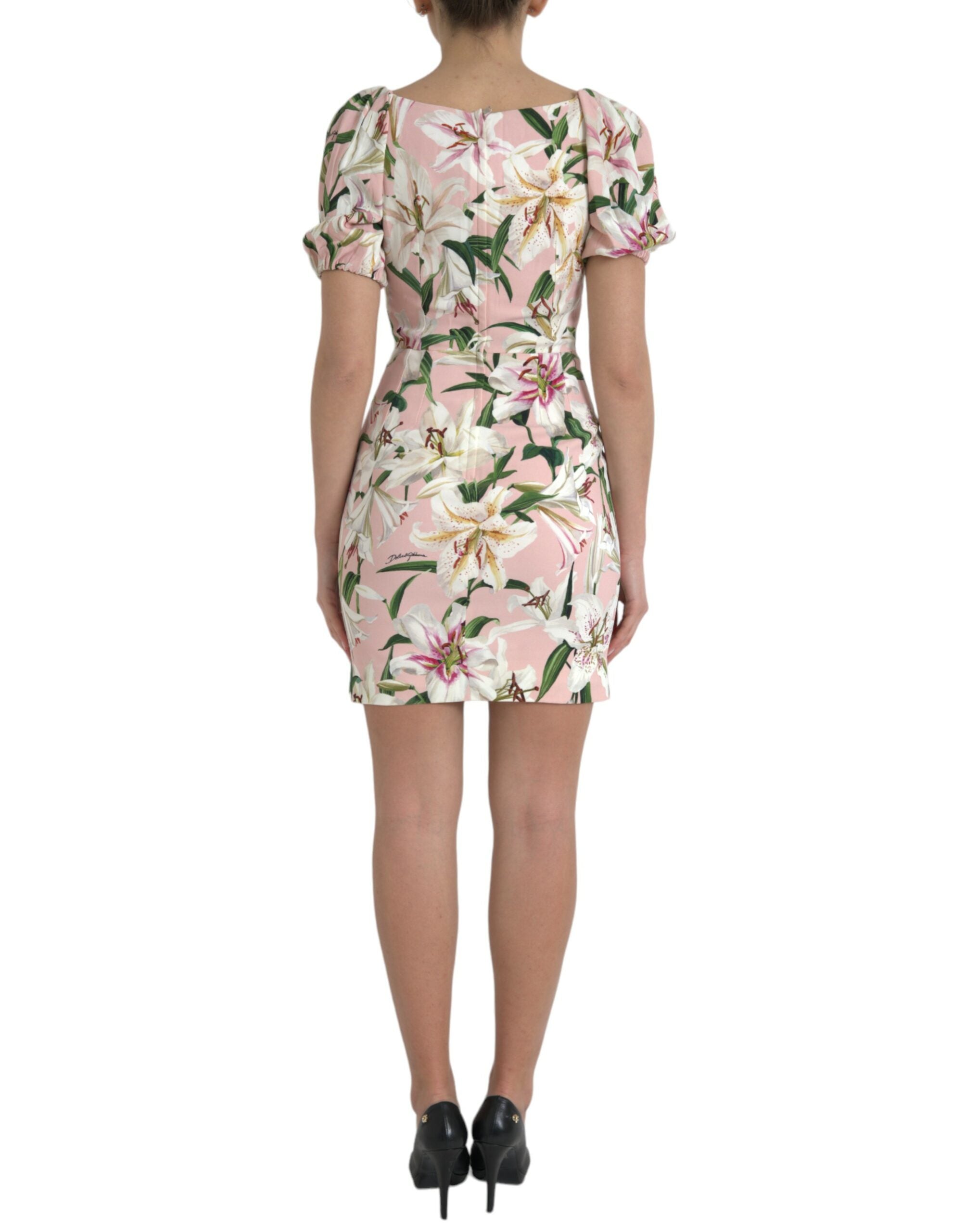 Dolce & Gabbana Pink Lily Viscose Sheath Stretch Mini Dress -   -  Dolce & Gabbana. Dolce & Gabbana Pink Lily Viscose Sheath Stretch Mini Dress -   -  Dolce & Gabbana.