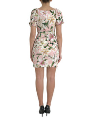 Dolce & Gabbana Pink Lily Viscose Sheath Stretch Mini Dress -   -  Dolce & Gabbana.
