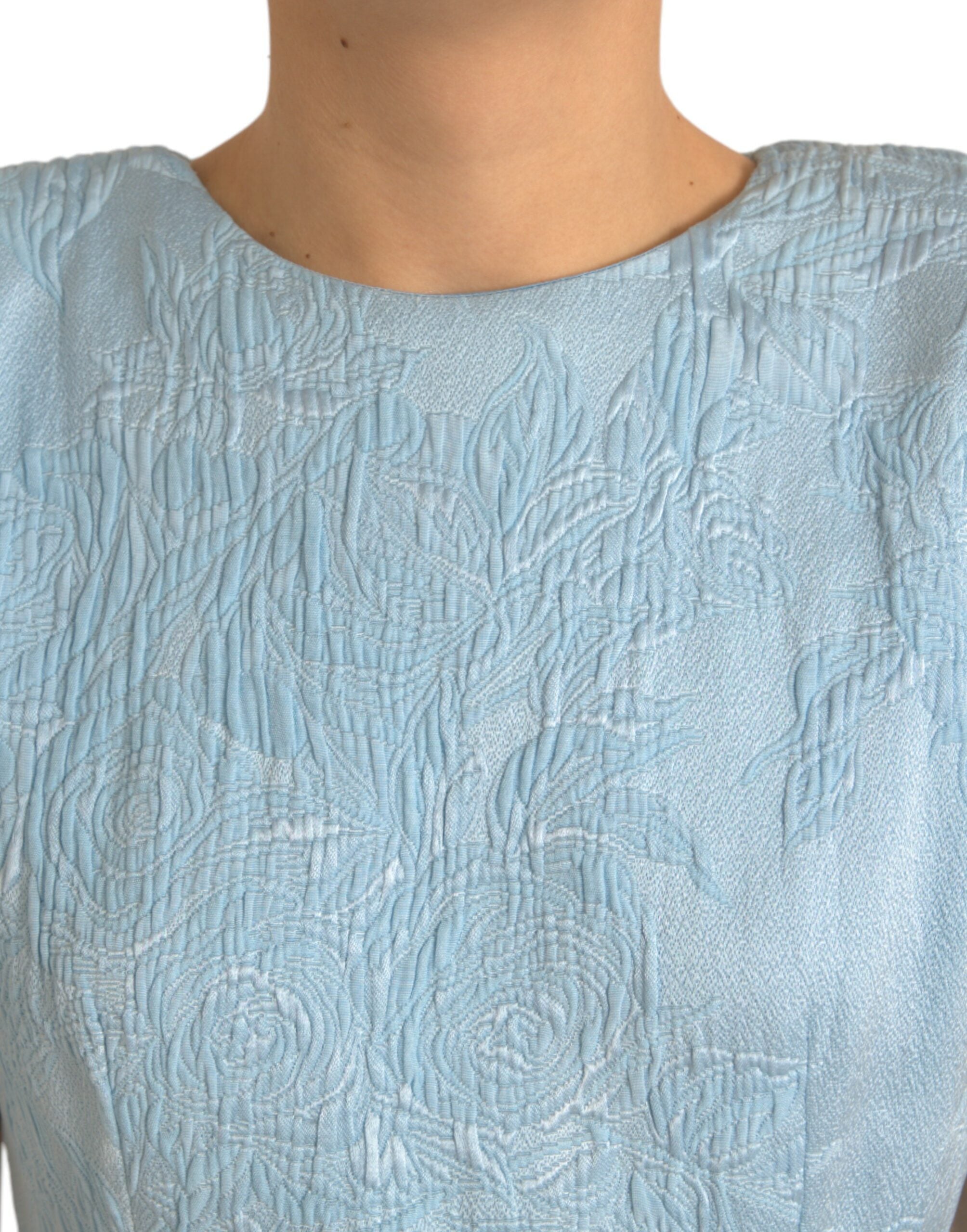 Dolce & Gabbana Light Blue Floral Jacquard Puff Sleeve Mini Dress -   -  Dolce & Gabbana. Dolce & Gabbana Light Blue Floral Jacquard Puff Sleeve Mini Dress -   -  Dolce & Gabbana.