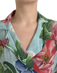 Dolce & Gabbana Blue Floral Wide Leg Wrap Jumpsuit Dress -   -  Dolce & Gabbana.