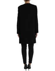 Dolce & Gabbana Black Floral Wool Button Embellished Jacket -   -  Dolce & Gabbana.