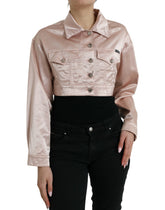 Dolce & Gabbana Pink Cotton Stretch Collared Cropped Jacket -   -  Dolce & Gabbana.