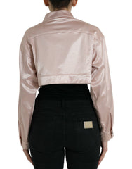 Dolce & Gabbana Pink Cotton Stretch Collared Cropped Jacket -   -  Dolce & Gabbana.