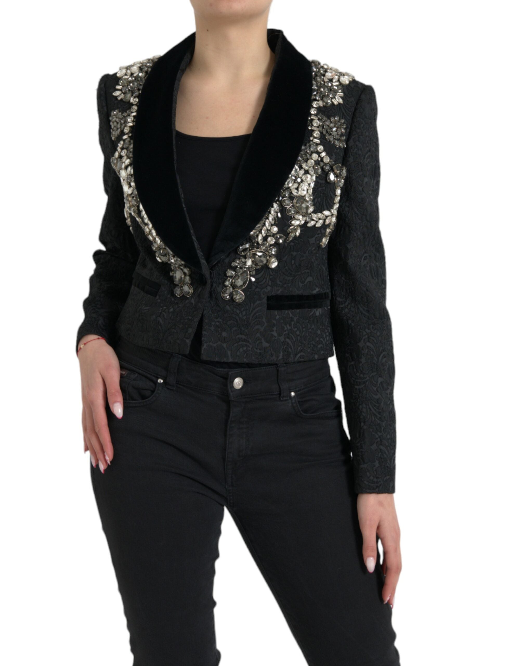 Dolce & Gabbana Black Crystal Embellished Overcoat Jacket -   -  Dolce & Gabbana. Dolce & Gabbana Black Crystal Embellished Overcoat Jacket -   -  Dolce & Gabbana.