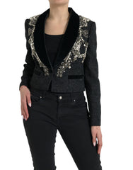 Dolce & Gabbana Black Crystal Embellished Overcoat Jacket -   -  Dolce & Gabbana.