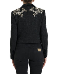 Dolce & Gabbana Black Crystal Embellished Overcoat Jacket -   -  Dolce & Gabbana.