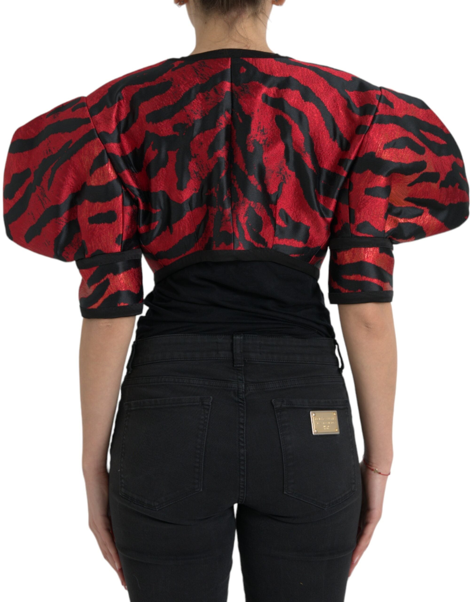 Dolce & Gabbana Black Red Patterned Cropped Coat Jacket -   -  Dolce & Gabbana. Dolce & Gabbana Black Red Patterned Cropped Coat Jacket -   -  Dolce & Gabbana.