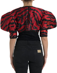 Dolce & Gabbana Black Red Patterned Cropped Coat Jacket -   -  Dolce & Gabbana.