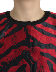 Dolce & Gabbana Black Red Patterned Cropped Coat Jacket -   -  Dolce & Gabbana.